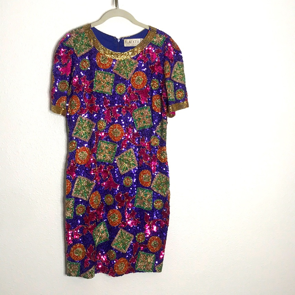 Vintage Sequin Ornate Dress - 8